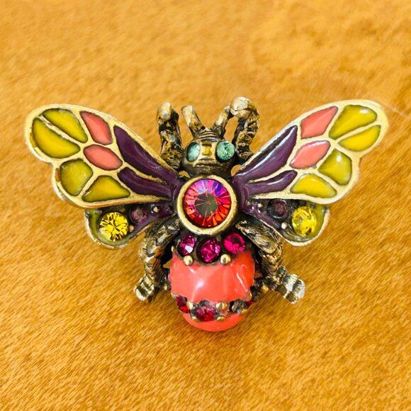 Vintage Jay Strongwater Gemstone Bee Brooch - Picture 3 of 8